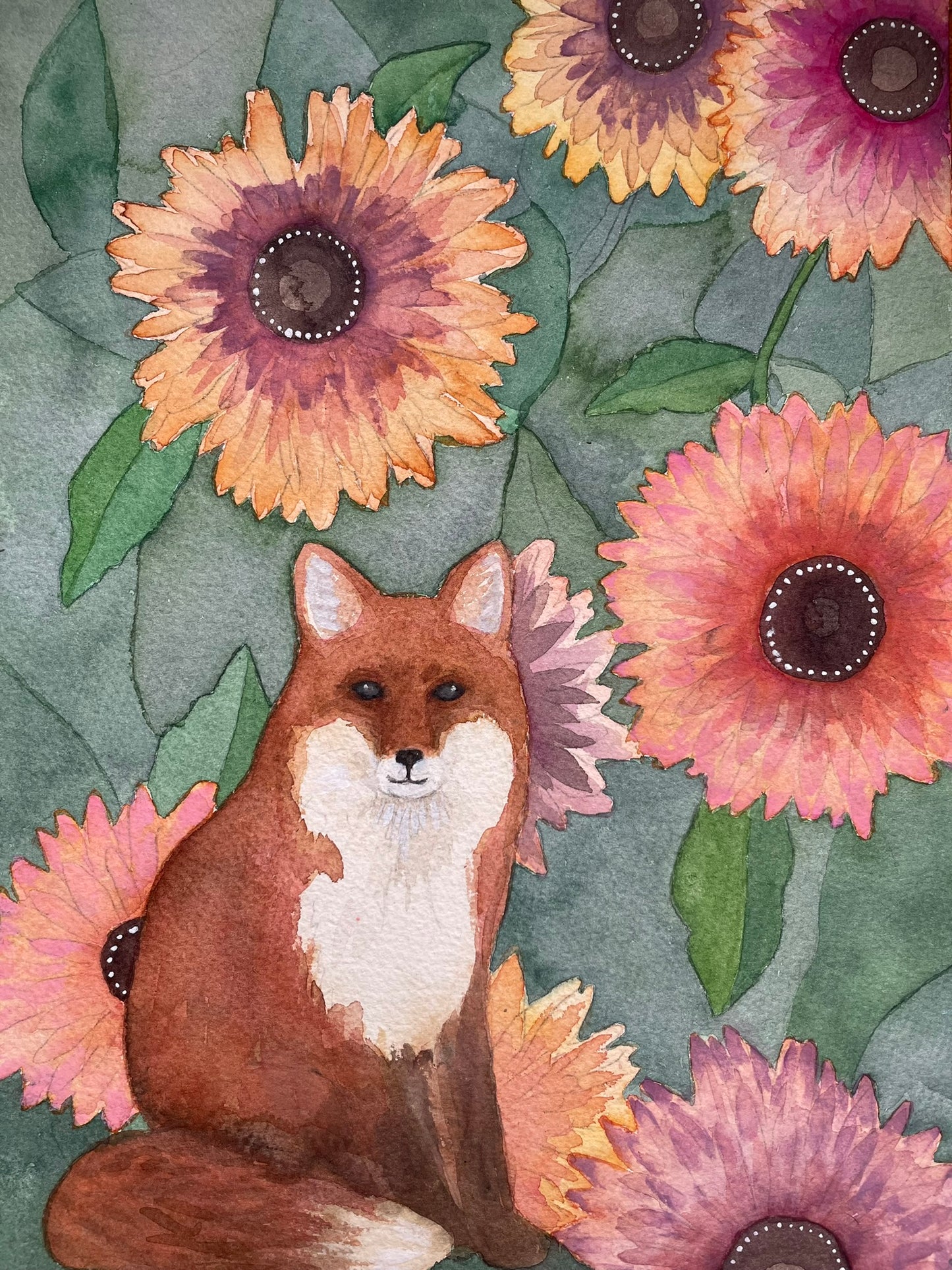 Fox Among the Sunblooms | Original Painting