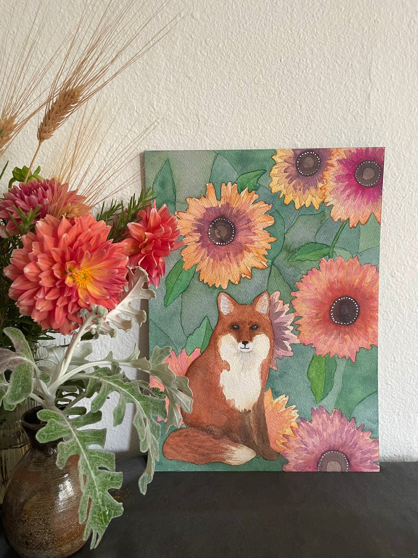 Fox Among the Sunblooms | Original Painting