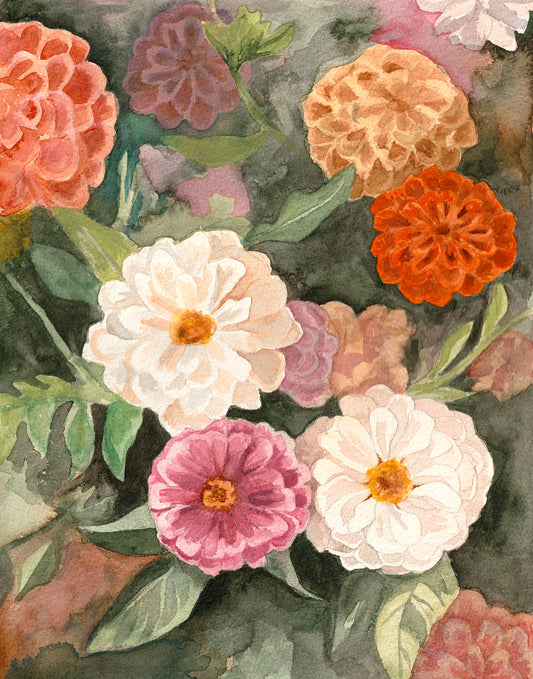 Zinnias | Original Painting