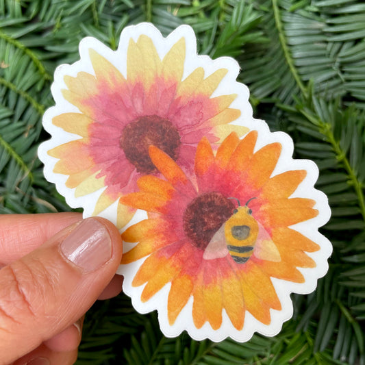 Bee + Echinacea Sticker