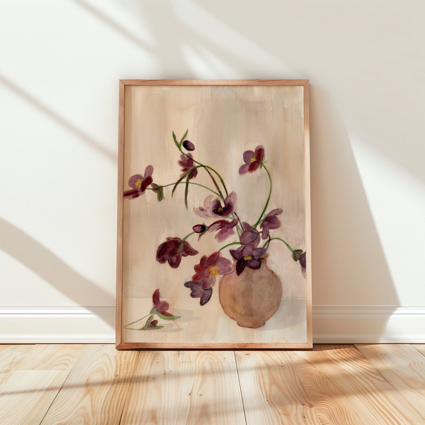 Cosmos in a Brown Vase | Original Painting